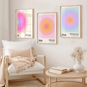 Angel Number Hue Gradient Aura Energy Mystery Wall Art Canvas Painting Nordic Posters Prints Wall Pictures For Living Room Decor