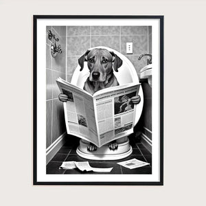 Lustiges Badezimmer, humorvolle Tier-Wanddekoration, Bär, Hund, Tiger, der auf der Toilette sitzt und Zeitung liest, Poster, Kunstdruck auf Leinwand