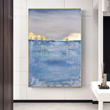 Load image into Gallery viewer, Canvas Painting Wall Art Abstract Gold Decor Picture Handmade Oil Painting Blue Hang Poster Artwork For Living Room Hotel Porch