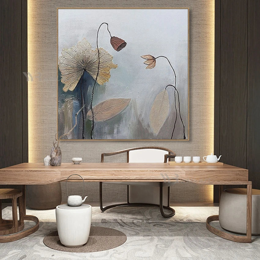 Home Aesthetics Decorative Poster Handmade Oil Painting Abstract Wall Art 3D Texture Flower Living Room Bedroom Restaurant Mural