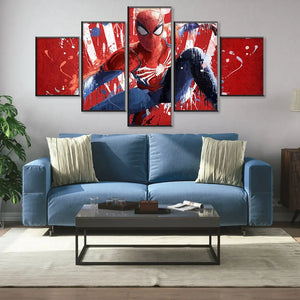 Affiches de film Marvel Avengers, 5 panneaux, images de combat Spiderman, peinture sur toile aquarelle, Art mural pour décoration de chambre d'enfants