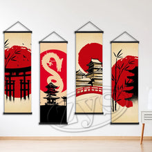 Cargar imagen en el visor de la galería, Rollos colgantes de lienzo tradicional japonés, imágenes impresas, arte de pared clásico, pintura, decoración del hogar, carteles modulares para sala de estar