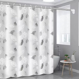 YOUZI PEVA Shower Curtain With Hooks Rustproof Metal Grommets Waterproof Ombre Leaf Patterns Shower Curtain For Bathroom