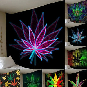 Tapiz colgante de pared con hoja de marihuana impresa en 3D, tapiz de dormitorio, fondo Hippie, decoración del hogar