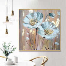 Cargar imagen en el visor de la galería, Gold Foil Flower Handmade Oil Painting Home Aesthetic Decoration Poster Abstract Wall Art Canvas Living Room Bedroom Restaurant