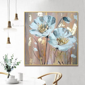 Gold Foil Flower Handmade Oil Painting Home Aesthetic Decoration Poster Abstract Wall Art Canvas Living Room Bedroom Restaurant