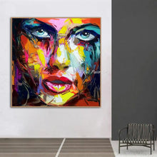 Cargar imagen en el visor de la galería, Francoise Nielly Thick Texture Handmade Girl Woman Face Oil Painting Modern Large Canvas,Wall Art,Picture Living Room,Home Decor