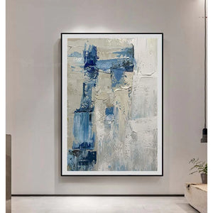 Modern Abstract Blue Wall Poster Interior Decor Handmade Oil Painting On Canvas Texture Art Hang Picture For Living Room Bedroom