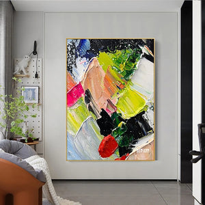 Lienzo de lino sin marco hecho a mano, textura de cuchillo abstracto, pintura al óleo abstracta, lienzo, decoración de pared, arte acrílico, superventas