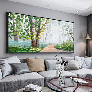 Hand Drawn Green Jungle Decorative Wall Poster Acrylic Canvas Art Oil Painting Living Room Sofa Bedroom Luxury Hanging Picture