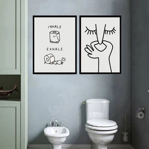 Póster divertido de Humor abstracto con mal olor para baño, lienzo impreso en blanco y negro, imágenes artísticas de pared, decoración para habitación de baño y WC