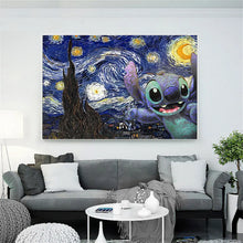Cargar imagen en el visor de la galería, Póster de Van Gogh de noche estrellada de Disney, pintura en lienzo, arte de pared de dibujos animados, impresiones de imágenes para decoración para sala de estar, decoración del hogar