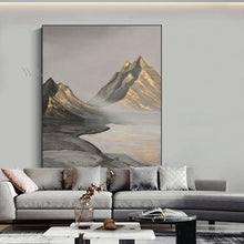 Laden Sie das Bild in den Galerie-Viewer, Large Size Wall Decor Oil Painting Handmade Art Canvas Poster Abstract Mountain Image Living Room Bedroom Hotel Custom Picture