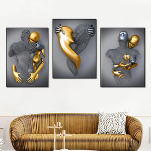 Póster Artístico de pared moderno, impresiones románticas de figura de Metal, estatua, pintura en lienzo, imagen para decoración del hogar y sala de estar