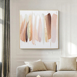 Nordic Hand Painted Abstract Gold Pink Oil Painting On Canvas Wall Poster Hanging Picture Image For Living Room Bedroom Unframed