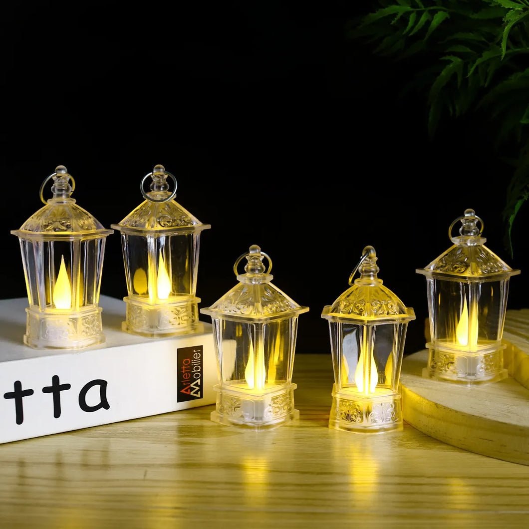 Candele di Natale Lanterna a candela Lanterna a LED Decorazioni per feste Piccola lanterna a vento Lampada a sospensione Bougie Led Flamme Vacillante