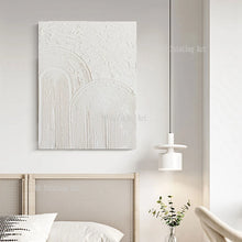 Cargar imagen en el visor de la galería, Lienzo acrílico grueso con textura pesada, pinturas al óleo blancas, arte pintado a mano, lienzo abstracto, decoración de pared, obras de arte para el hogar