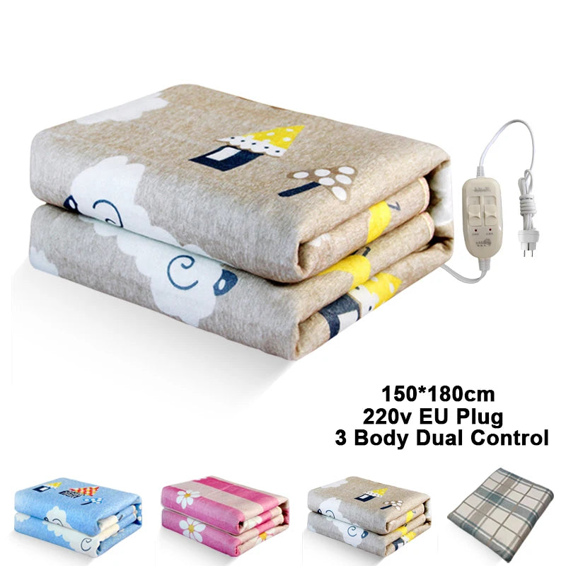 Electric Blanket 220v Thicker Heater Double Body Warmer 180*150cm Heated Mattress Thermostat Electric Heating Blanket EU Plug