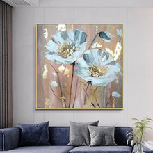 Cargar imagen en el visor de la galería, Gold Foil Flower Handmade Oil Painting Home Aesthetic Decoration Poster Abstract Wall Art Canvas Living Room Bedroom Restaurant