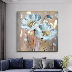 Gold Foil Flower Handmade Oil Painting Home Aesthetic Decoration Poster Abstract Wall Art Canvas Living Room Bedroom Restaurant