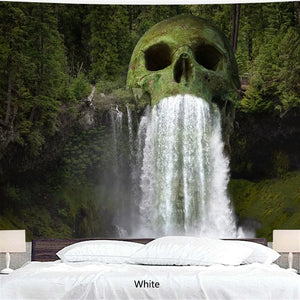 Tapiz de impresión 3D de cascada con pulverización de agua y cabeza de calavera Natural, decoración del hogar, tela de fondo de pared (95x73cm/150x100 cm)