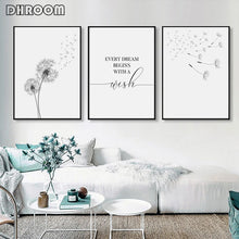 Load image into Gallery viewer, Dandelion Wall Art Canvas Painting Make Wish Dandelion Poster Prints Nordic Style Minimalist Living Room Bedroom Nursery Decor