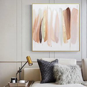 Nordic Hand Painted Abstract Gold Pink Oil Painting On Canvas Wall Poster Hanging Picture Image For Living Room Bedroom Unframed