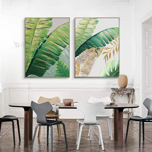 Beautiful Banana Leaf Abstract Paintings On The Wall Pure Hand Drawn Oil Painting On Canvas Art Poster Pictures For Living Room