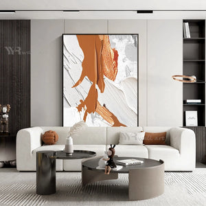 Acrylic Abstract Oil Painting Handmade Canvas Wall Artwork Decoration Pictures Modern Orange Art Hanging Posters for Hotel Home