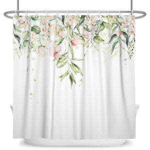 Green Leaves Plant Flower Butterfly Shower Curtain Wild Animal Waterproof Fabric Bath Curtain Bathroom Accessorie Decor