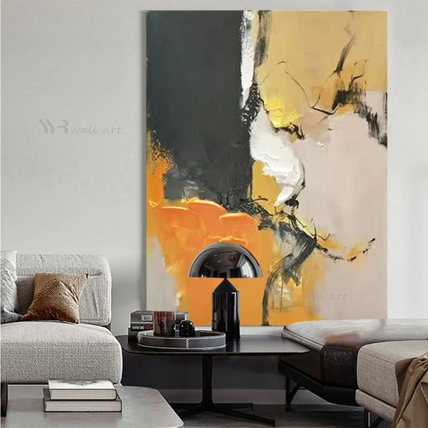 Living Room Sofa Background Wall Decoration Oil Painting Handmade Abstract Canvas Art Poster Bedroom Porch Light Luxury Mural