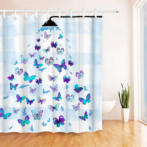 Raining Cats and Dogs Shower Curtain Liner For Kids Clouds and Raindrops Cartoon Dinosaur Silhouette Print Fabric Shower Curtain