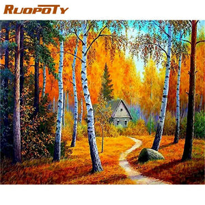 RUOPOTY-pintura de paisaje por números con marco, 60x75cm, Kits pintados a mano, pinturas al óleo, números, manualidades para adultos, Ideas artesanales, arte de pared para el hogar