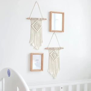 Tapiz tejido bohemio de algodón, tapiz de pared hecho a mano, tapices de macramé, decoración atística de pared, decoración de guardería, decoración de habitación de niños