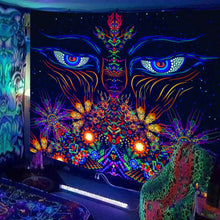 Carica l&#39;immagine nel visualizzatore della Galleria, UV Reattivo Fluorescente Mandala Elefante Arazzo Hippie Psichedelico Teschio Cielo stellato Appeso a parete Panno Bohemia Home Room Decor