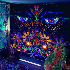 Tapiz de elefante con Mandala fluorescente reactivo UV, Hippie, psicodélico, calavera, cielo estrellado, tela para colgar en la pared, decoración Bohemia para la habitación del hogar