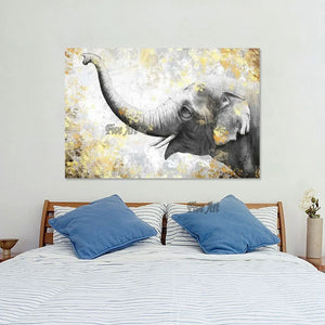 High Quality Added Gold Foil Elephant Animal Oil Painting Luxury Decoration For Home Hand-painted Picture Canvas Art Unframed