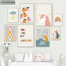 Загрузите изображение в программу просмотра галереи, Настенные постеры в стиле бохо, лев, медведь, холст, картина, солнце, радуга, художественные принты, детский постер, скандинавские настенные картины, украшение для детской комнаты