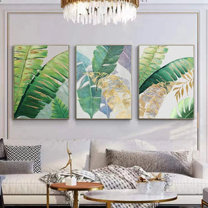 Beautiful Banana Leaf Abstract Paintings On The Wall Pure Hand Drawn Oil Painting On Canvas Art Poster Pictures For Living Room