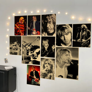 Cantante Kurt Cobain Retro Poster Stampe e manifesti su carta Kraft DIY Vintage Home Room Bar Cafe Decor Estetica Arte Pittura murale