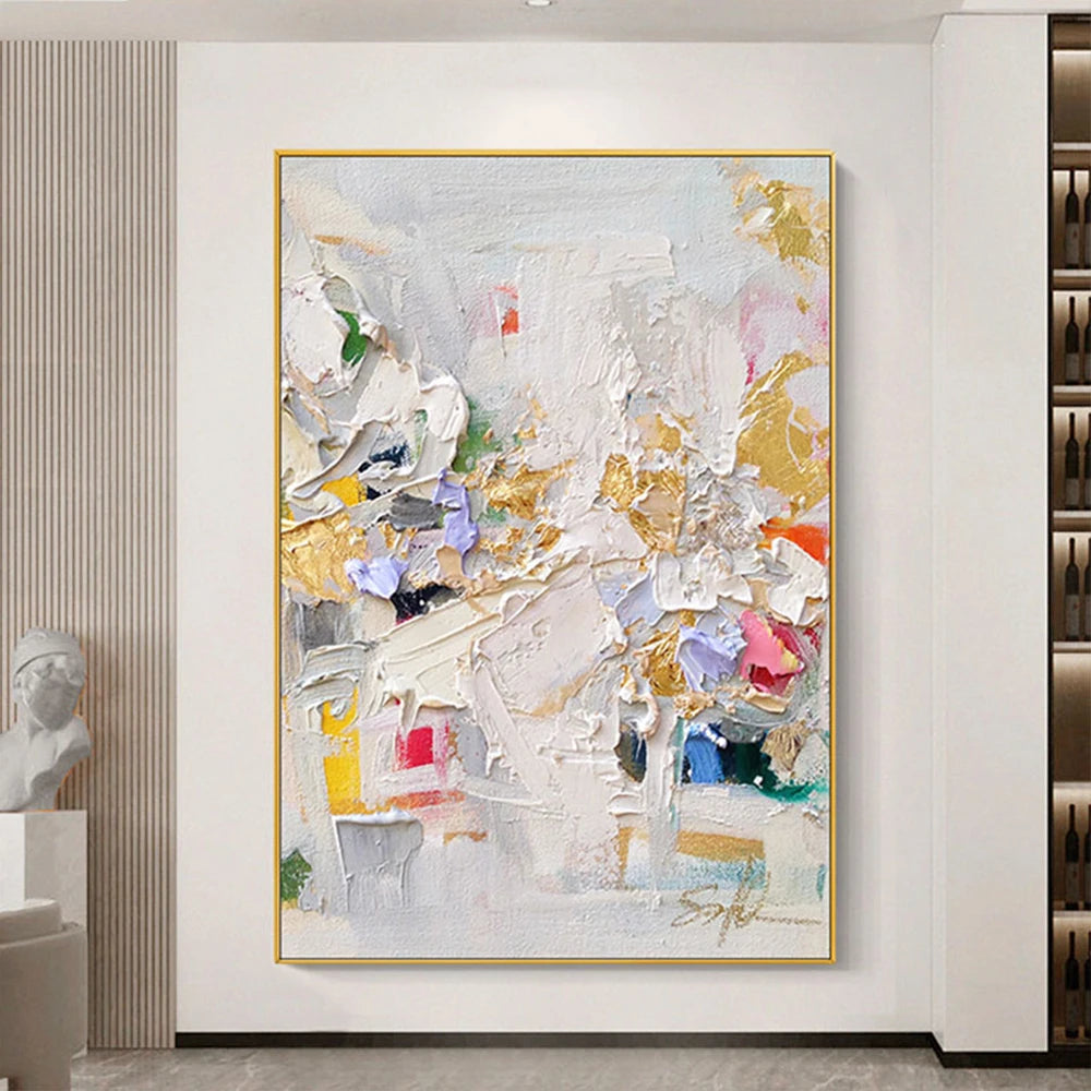 Frameless Abstract Oil Painting Modern Wall Art Colourful Thick Texture Hand Painted Oil Painting On Canvas Decoration Home Room