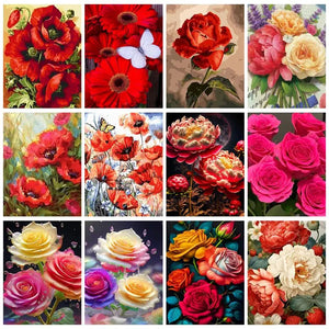 RUOPOTY – peinture par numéros avec cadre pour débutants, Kits de fleurs, peinture acrylique, coloriage par numéros pour œuvres d'art à la maison