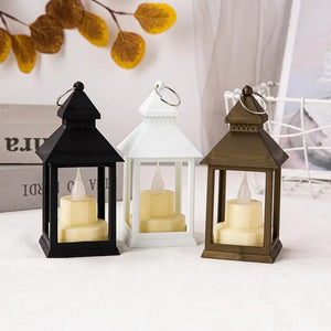 Xmas Led Candle Light Flameless Electronic Lamp Christmas Decorative Anti-rust Hollow-out Wind Lantern Lamp Home Decor