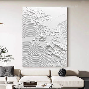 Modern Wall Painting Art Heavy Textured Thick 3D Abstract White Acrylic Painting Canvas Picture Art Hand Painted Wall Artwork