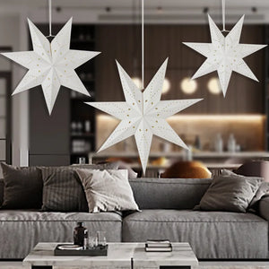 Große ausgehöhlte Stern-LED-Leuchte, Party-Anhänger, Ornament, leuchtende 3D-Stern-Papierlaterne, Heimdekoration, Hochzeit, Urlaub, Lampen-Dekor