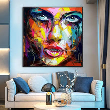 Cargar imagen en el visor de la galería, Francoise Nielly Thick Texture Handmade Girl Woman Face Oil Painting Modern Large Canvas,Wall Art,Picture Living Room,Home Decor