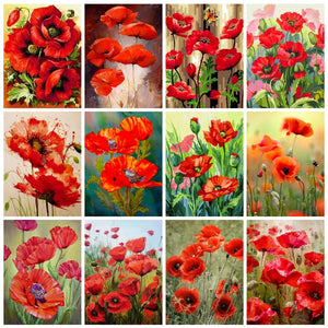 Paint With Diamond Painting Poppy Full Square Drill Cross Stitch Kit Embroidery Flower Mosaic Needlework Home Decor Gifts