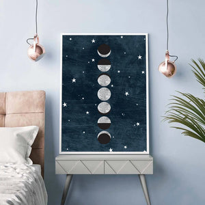 Moon Cycle Poster Art Print Moon Phase Space Wall Art Canvas Painting Science Lunar Phases Wall Picture Study Living Room Decor