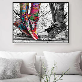 Zapatillas con ilustraciones de Graffiti a la moda, zapatos deportivos, pintura en lienzo de calle, carteles e impresiones, imagen artística de pared, decoración del hogar para sala de estar