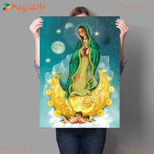 Carica l&#39;immagine nel visualizzatore della Galleria, Arte murale del giorno di Notre Dame a Guadalupe in Messico Arte della parete Notre Dame Tela Pittura Cattolicesimo Decorazione Immagine Senza cornice